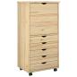 Preview: Rollschrank 53 x 39 x 103 cm Massivholz Kiefer Braun