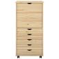 Preview: Rollschrank 53 x 39 x 103 cm Massivholz Kiefer Braun