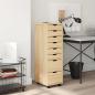 Preview: ARDEBO.de - Rollcontainer mit Schubladen MOSS 34 x 39 x 103 cm Klarlack