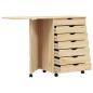 Preview: Rollwagen mit Schreibtisch MOSS Klarlack 105,5 x 39 x 74,5 cm