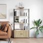Preview: ARDEBO.de - Bücherregal 80 x 30 x 155,5 cm Holzwerkstoff Sonoma-Eiche