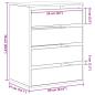 Preview: Schubladenschrank 3-Schublade Schwarz 60 x 41 x 76 cm