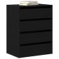 Preview: Schubladenschrank 3-Schublade Schwarz 60 x 41 x 76 cm
