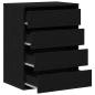 Preview: Schubladenschrank 3-Schublade Schwarz 60 x 41 x 76 cm