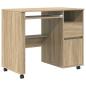 Preview: Tisch mit Rädern Sonoma-Eiche Holzwerkstoff 91 x 50 x 77 cm