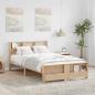 Preview: ARDEBO.de - Bettrahmen mit Regal Braun 140 x 190 cm Massives Kiefernholz