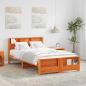 Preview: ARDEBO.de - Bettrahmen Wachsbraun 140 x 190 cm Massives Kiefernholz
