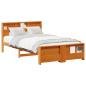 Preview: Bettrahmen Wachsbraun 140 x 190 cm Massives Kiefernholz