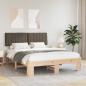 Preview: ARDEBO.de - Bettgestell mit gepolstertem Kopfteil Taupe 160 x 200 cm