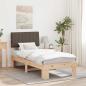 Preview: ARDEBO.de - Bettgestell mit gepolstertem Kopfteil Taupe 90 x 200 cm
