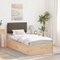 Preview: ARDEBO.de - Bettgestell mit gepolstertem Kopfteil Taupe 90 x 200 cm