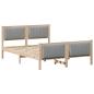 Preview: Bettgestell Braun und Hellgrau 135 x 190 cm Massivholz Kiefer