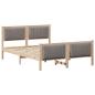 Preview: Bettgestell Braun und Taupe 135 x 190 cm Massivholz Kiefer