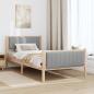 Preview: Bettgestell Braun und Hellgrau 100 x 200 cm Massivholz Kiefer