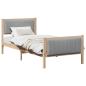 Preview: Bettgestell Braun und Hellgrau 90 x 200 cm Massivholz Kiefer