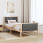 Preview: Bettgestell Braun und Dunkelgrau 90 x 190 cm Massivholz Kiefer