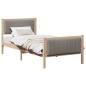 Preview: Bettgestell Braun und Taupe 90 x 190 cm Massivholz Kiefer