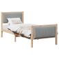 Preview: Bettgestell Braun und Hellgrau 75 x 190 cm Massivholz Kiefer