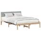 Preview: Bettgestell Braun und hellgrau 160 x 200 cm Massivholz Kiefer