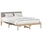 Preview: Bettgestell Braun und Taupe 135 x 190 cm Massivholz Kiefer