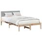 Preview: Bettgestell Braun und hellgrau 120 x 190 cm Massivholz Kiefer