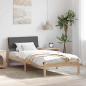 Preview: ARDEBO.de - Bettgestell Braun und Dunkelgrau 100 x 200 cm Massivholz Kiefer