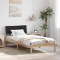Preview: ARDEBO.de - Bettgestell Braun und Schwarz 90 x 190 cm Massivholz Kiefer