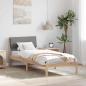 Preview: ARDEBO.de - Bettgestell Braun und Taupe 75 x 190 cm Massivholz Kiefer