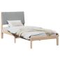 Preview: Bettgestell Braun und Hellgrau 100 x 200 cm Massivholz Kiefer
