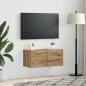 Preview: Wandschrank 80 x 36.5 x 35 cm Holzwerkstoff Artisan-Eiche
