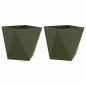 Preview: Pflanzkübel 2 Stk. Olive Grün 40 x 40 x 40 cm Stahl