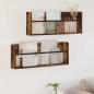 Preview: ARDEBO.de - Magazinregal 2 Stk. Räuchereiche 80 x 12 x 30 cm Holzwerkstoff