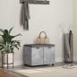 Preview: ARDEBO.de - Flurbank mit Kissen mit Regal mit Tür Betongrau 60 x 38 x 46 cm