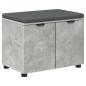 Preview: Flurbank mit Kissen mit Regal mit Tür Betongrau 60 x 38 x 46 cm