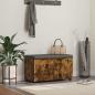 Preview: ARDEBO.de - Flurbank mit Kissen mit Regal Geräucherte Eiche 80 x 38 x 46 cm