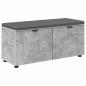 Preview: Flurbank mit Kissen mit Regal Betongrau 100 x 38 x 46 cm