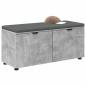 Preview: Flurbank mit Kissen mit Regal Betongrau 100 x 38 x 46 cm