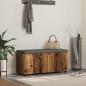 Preview: ARDEBO.de - Flurbank mit Kissen mit Regal mit Tür Altholz 100 x 38 x 46 cm