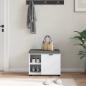 Preview: Flurbank mit Kissen mit Regal mit Speicher Weiß 60 x 38 x 46 cm