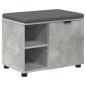 Preview: Flurbank mit Kissen mit Regal mit Tür Betongrau 60 x 38 x 46 cm