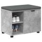 Preview: Flurbank mit Kissen mit Regal mit Tür Betongrau 60 x 38 x 46 cm