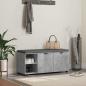 Preview: ARDEBO.de - Flurbank mit Kissen mit Regal Betongrau 100 x 38 x 46 cm