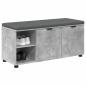 Preview: Flurbank mit Kissen mit Regal Betongrau 100 x 38 x 46 cm