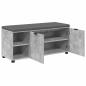 Preview: Flurbank mit Kissen mit Regal Betongrau 100 x 38 x 46 cm