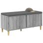 Preview: Flurbank mit Kissen mit Speicher Graues Sonoma 100 x 38 x 46 cm