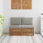 Preview: ARDEBO.de - 2 Stück Outdoor Mittelsofa Massivholz Akazie Natur