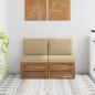 Preview: ARDEBO.de - 2 Stück Outdoor Mittelsofa Massivholz Akazie Natur