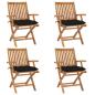 Preview: ARDEBO.de - Klappbare Gartenstühle mit Kissen 4 Stk. Massivholz Teak