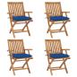 Preview: ARDEBO.de - Klappbare Gartenstühle mit Kissen 4 Stk. Massivholz Teak