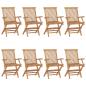 Preview: Gartenstühle mit Blauen Kissen 8 Stk. Massivholz Teak